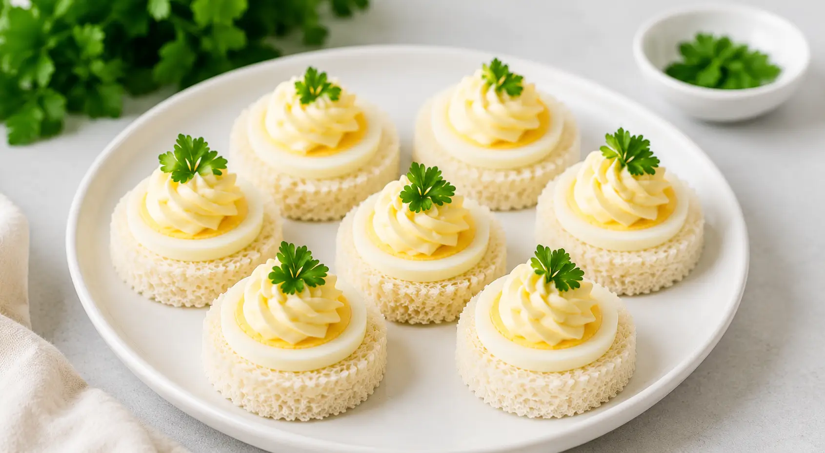 Easy Egg Canapés on Buttered Bread