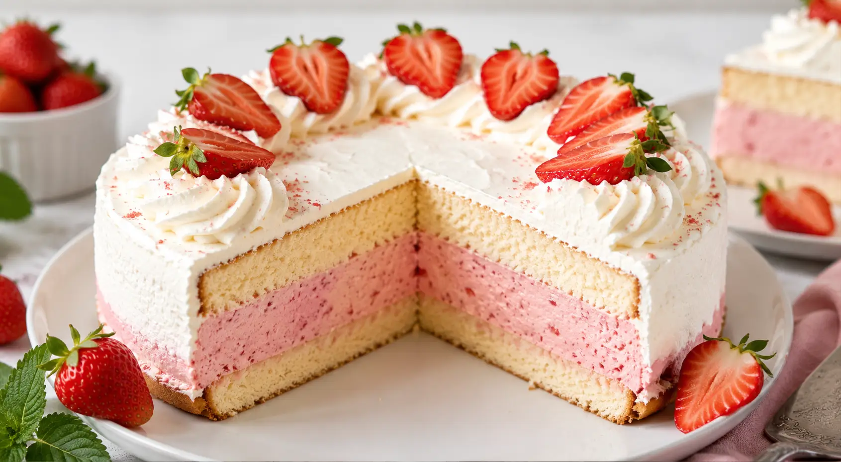 Strawberry Cottage Cheese Cake