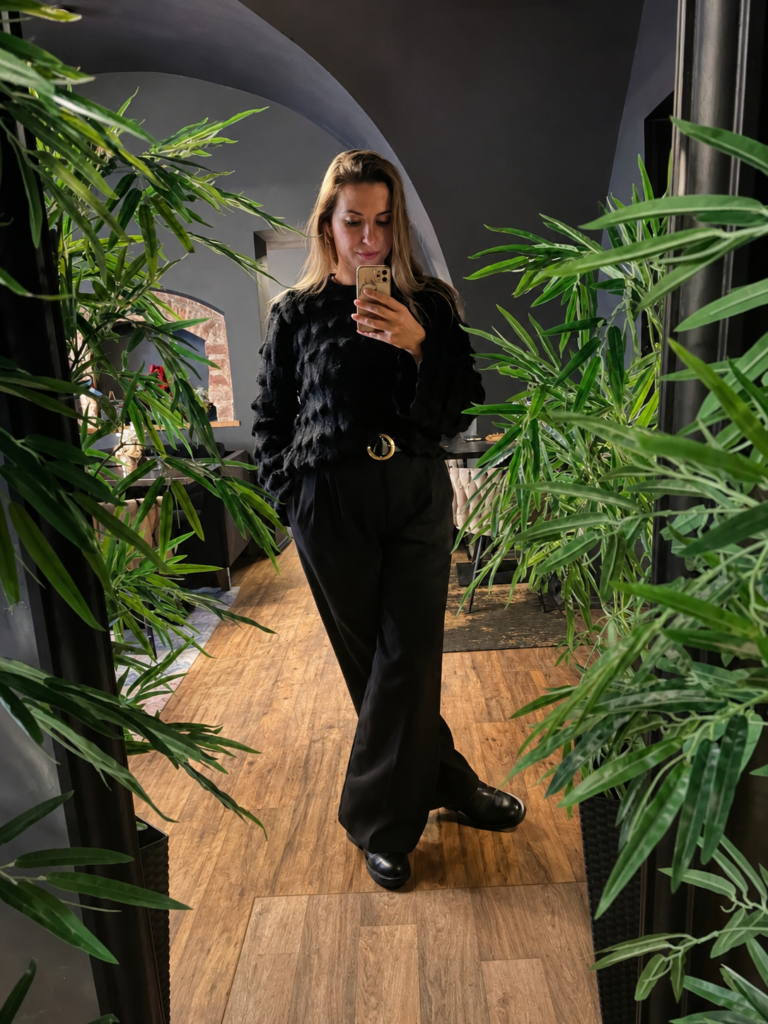 Black monochrome outfit