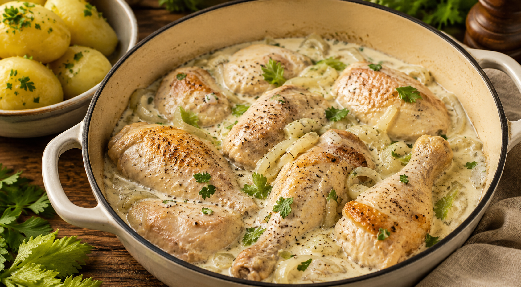 Milk-Braised Chicken with Onions