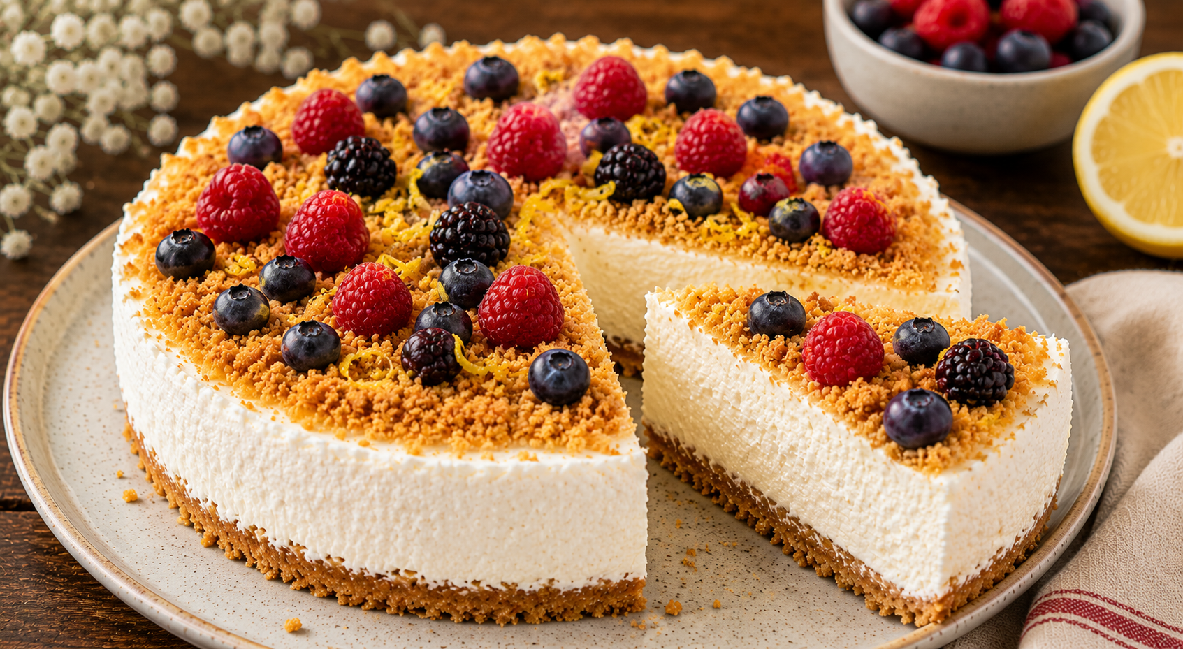 No-Bake Cottage Cheese Cake with Breadcrumbs