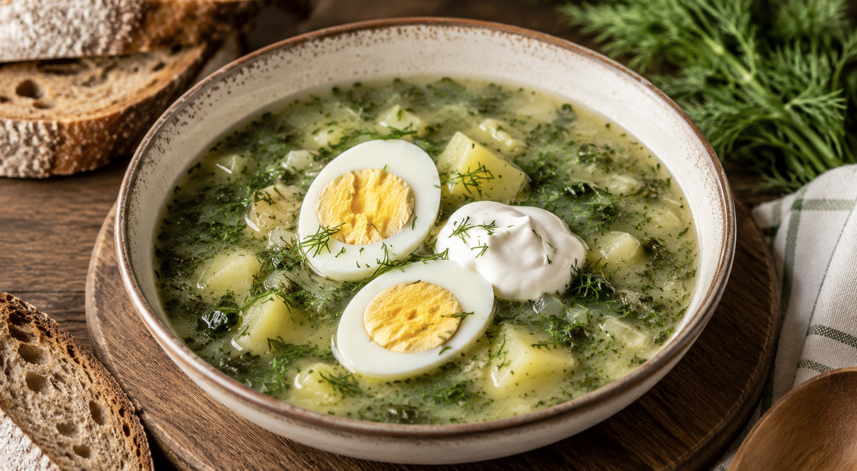 Potato & Spinach Soup with Egg