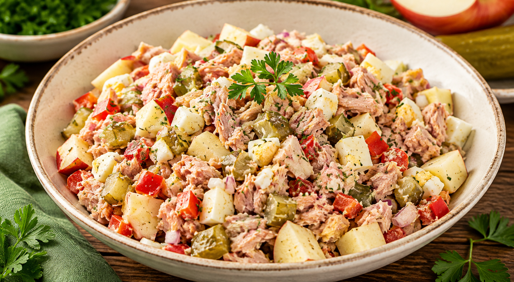 Classic Tuna Salad with Apples and Pickles