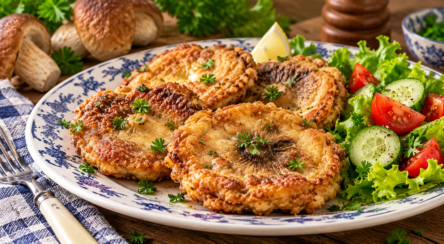 Vintage Mushroom Schnitzels
